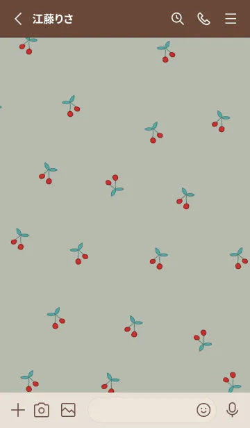 [LINE着せ替え] さくらんぼ_greenbeigeの画像2