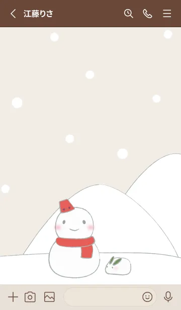 [LINE着せ替え] 雪だるまのスノウ着せかえ (茶)_修正版の画像2