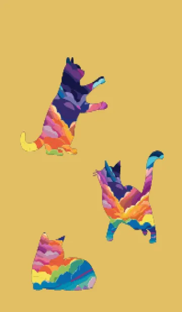 [LINE着せ替え] light brown & yellow 猫たちの画像1