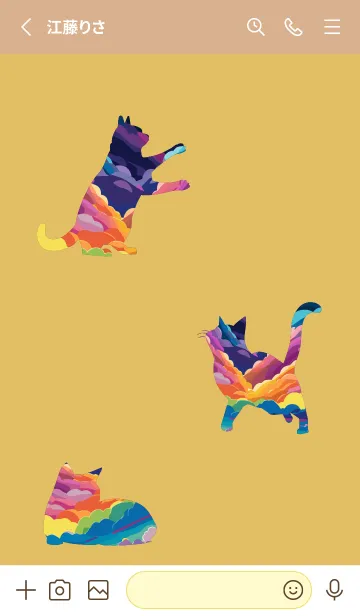 [LINE着せ替え] light brown & yellow 猫たちの画像2