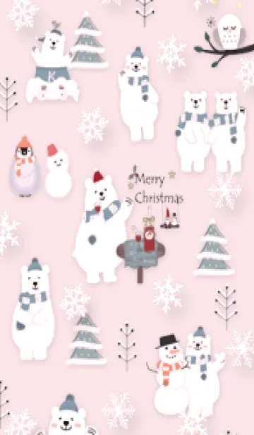 [LINE着せ替え] pink☆シロクマのクリスマス09_1の画像1