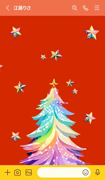 [LINE着せ替え] red & yellow 虹色のクリスマスツリーの画像2