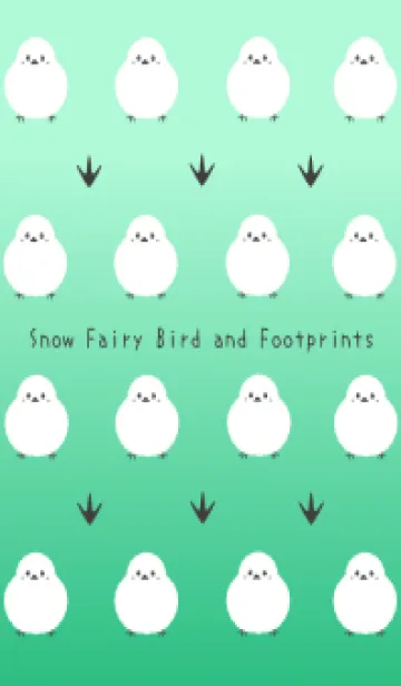 [LINE着せ替え] シマエナガと足跡/エメラルドグラデの画像1