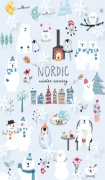 [LINE着せ替え] blue♡北欧風お洒落イラスト15_1の画像1