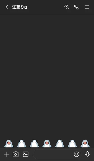 [LINE着せ替え] 黒とピンク : かわいいサメの着せ替えの画像2