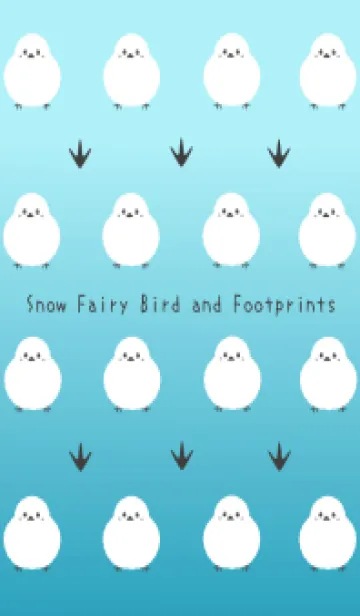 [LINE着せ替え] シマエナガと足跡/水色グラデーションの画像1