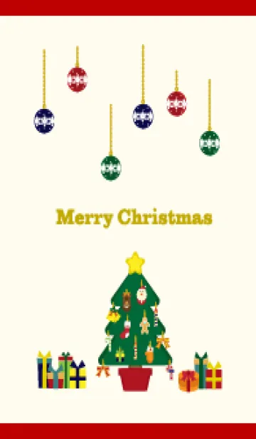 [LINE着せ替え] クリスマスツリーとオーナメント赤ベージュの画像1