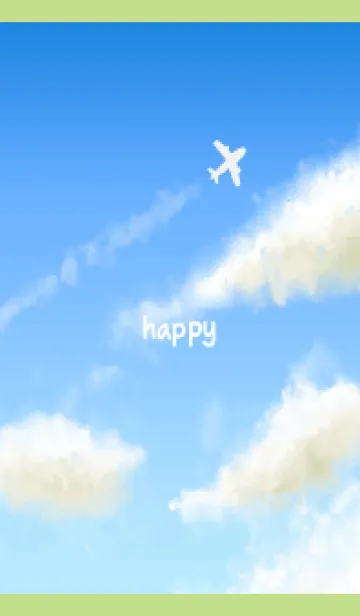 [LINE着せ替え] 飛行機雲と空 モスグリーン色の画像1