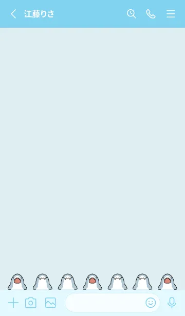 [LINE着せ替え] 水色 : かわいいサメの着せ替えの画像2