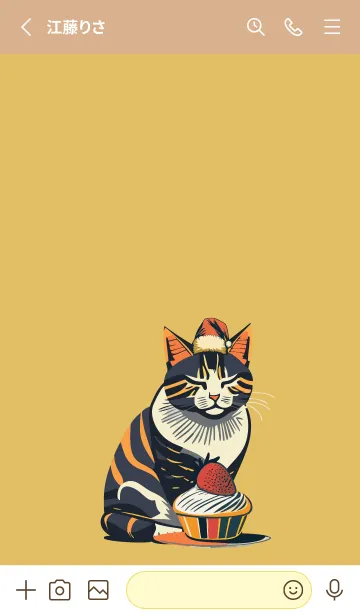 [LINE着せ替え] light brown & yellow 猫とケーキの画像2