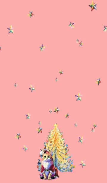 [LINE着せ替え] light pink ツリーとサンタ姿の猫の画像1