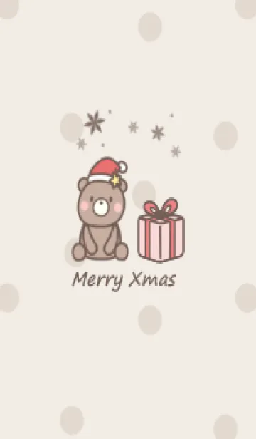 [LINE着せ替え] テディベア クリスマス -ブラウン- ドットの画像1