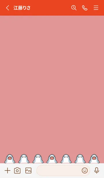 [LINE着せ替え] 赤 : かわいいサメの着せ替えの画像2