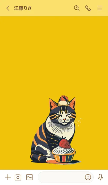 [LINE着せ替え] yellow 猫とケーキの画像2