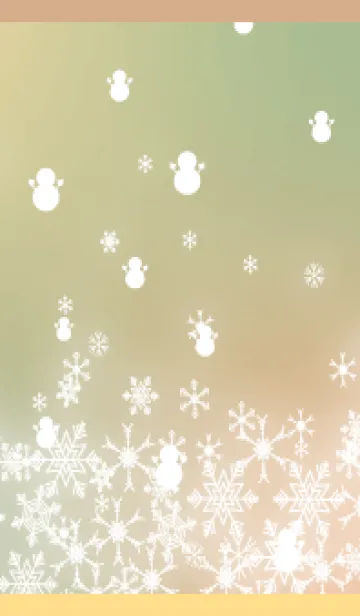 [LINE着せ替え] 雪と雪だるまのシルエット 薄茶と黄色の画像1