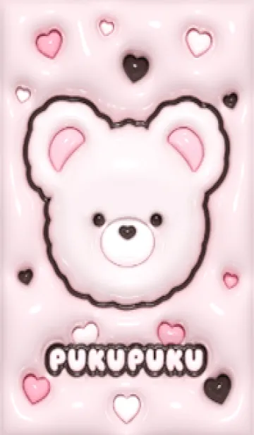 [LINE着せ替え] ぷくぷく♡くまさん - ブラック ピンク 3の画像1