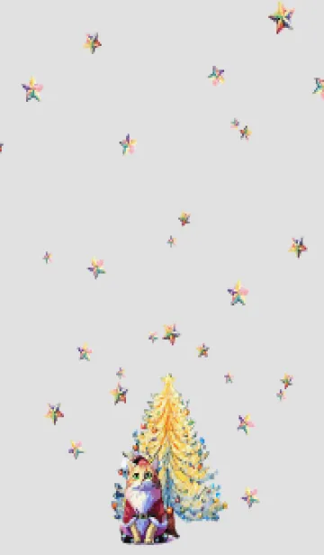 [LINE着せ替え] white & blue ツリーとサンタ姿の猫の画像1