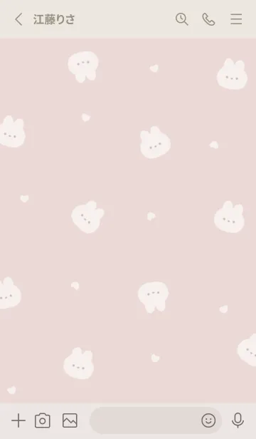 [LINE着せ替え] うさぎとハート / ピンクベージュの画像2