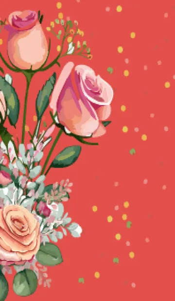 [LINE着せ替え] red カラフルなカスミソウと薔薇の画像1