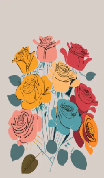 [LINE着せ替え] beige & gray 午後の薔薇の画像1