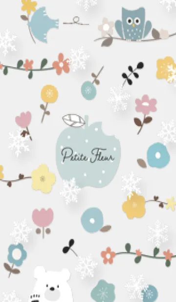 [LINE着せ替え] Gray♡可愛い花と雪01_1の画像1