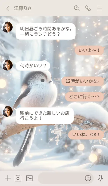 [LINE着せ替え] 光と雪のシマエナガの画像3