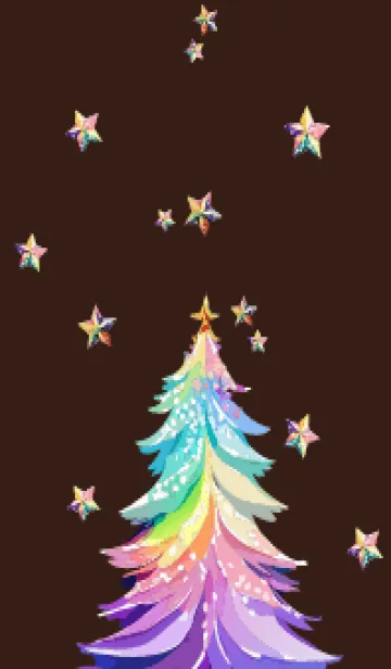 [LINE着せ替え] brown 虹色のクリスマスツリーの画像1