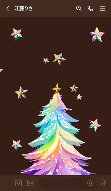 [LINE着せ替え] brown 虹色のクリスマスツリーの画像2