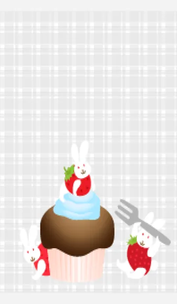 [LINE着せ替え] ケーキとうさぎ苺 白の画像1