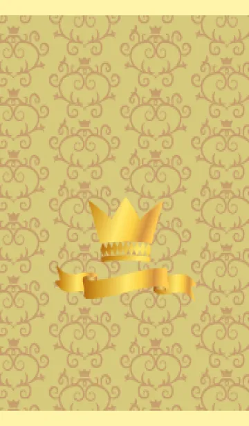 [LINE着せ替え] 洋風の柄と王冠 薄い黄色の画像1