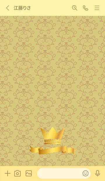 [LINE着せ替え] 洋風の柄と王冠 薄い黄色の画像2