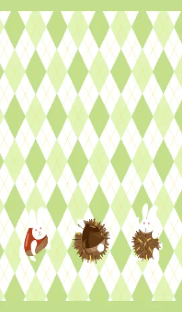 [LINE着せ替え] 栗うさぎとアーガイル モスグリーン色の画像1