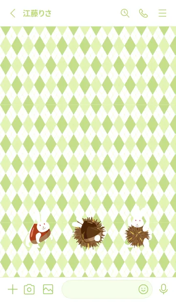 [LINE着せ替え] 栗うさぎとアーガイル モスグリーン色の画像2