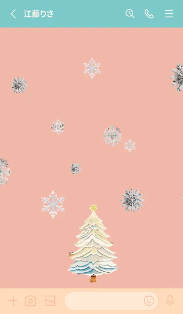 [LINE着せ替え] pink & light blue 白いクリスマスの画像2