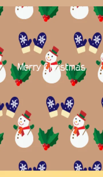 [LINE着せ替え] 雪だるまと手袋 薄茶と黄色の画像1