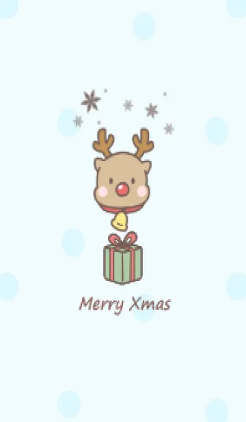 [LINE着せ替え] トナカイとプレゼント -ブルー- ドットの画像1