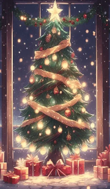 [LINE着せ替え] 幻想的なクリスマスツリーの画像1