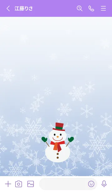 [LINE着せ替え] 雪の結晶と雪だるま 紫色の画像2