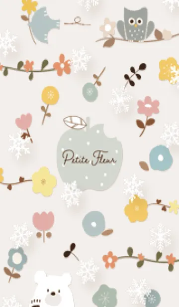 [LINE着せ替え] brown♡可愛い花と雪03_1の画像1