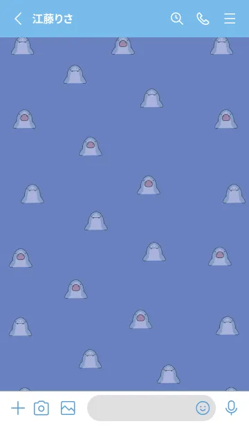 [LINE着せ替え] 青 : パクパクサメの着せ替えの画像2
