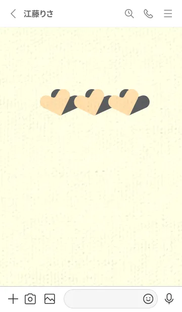 [LINE着せ替え] 3つのハート型の着せかえ ペールクリームの画像2