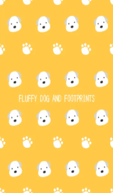 [LINE着せ替え] もこもこ犬と足跡の着せかえ/オレンジの画像1