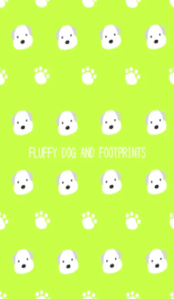 [LINE着せ替え] もこもこ犬と足跡/イエローグリーンの画像1
