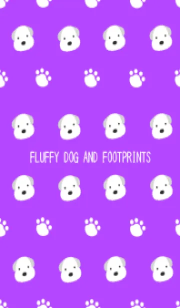 [LINE着せ替え] もこもこ犬と足跡/パープル/ブラックの画像1