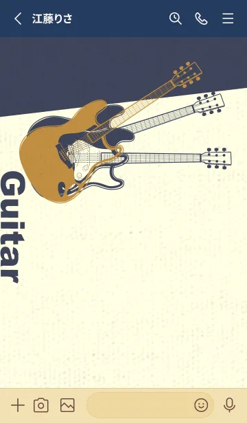 [LINE着せ替え] エレキギター Line  黄土色の画像2