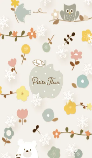 [LINE着せ替え] beige♡可愛い花と雪05_1の画像1