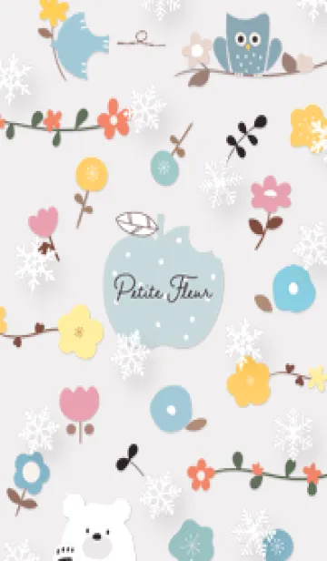 [LINE着せ替え] Greige♡可愛い花と雪02_1の画像1