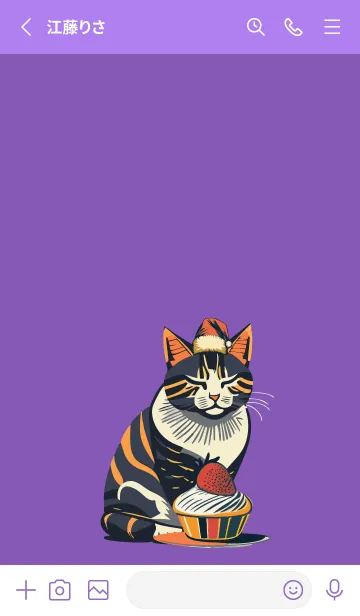 [LINE着せ替え] purple 猫とケーキの画像2