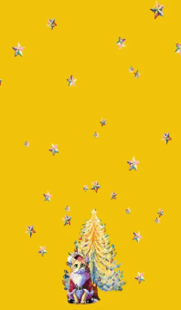 yellow ツリーとサンタ姿の猫の着せ替えメイン画像