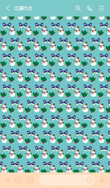 [LINE着せ替え] 雪だるまと手袋 ピンクと水色の画像2